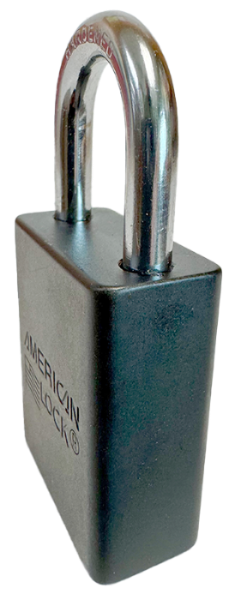 Alum Padlock. 1-1/2" Body, 1/4" Shackle Diameter, 1" Shackle Length, Black, Edmonton 2