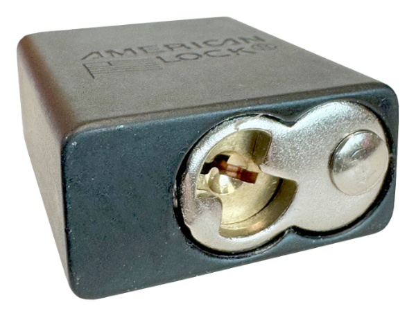 Alum Padlock. 1-1/2" Body, 1/4" Shackle Diameter, 1" Shackle Length, Black, Edmonton 5