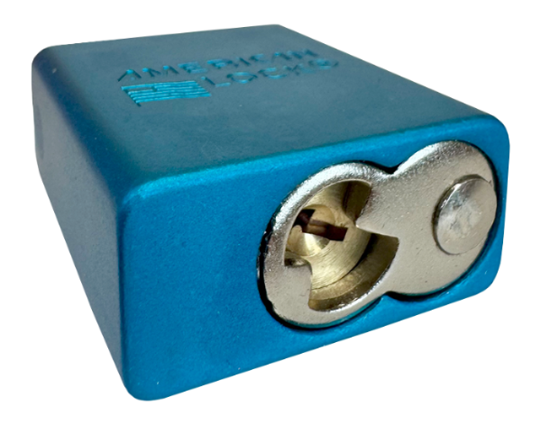 Alum Padlock. 1-1/2" Body, 1/4" Shackle Diameter, 1" Shackle Length, Blue, Edmonton 5