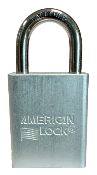 Alum Padlock. 1-1/2" Body, 1/4" Shackle Diameter, 1" Shackle Length, Clear, Edmonton 1