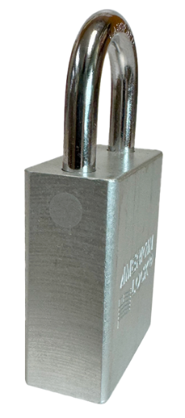 Alum Padlock. 1-1/2" Body, 1/4" Shackle Diameter, 1" Shackle Length, Clear, Edmonton 2