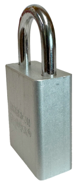 Alum Padlock. 1-1/2" Body, 1/4" Shackle Diameter, 1" Shackle Length, Clear, Edmonton 3