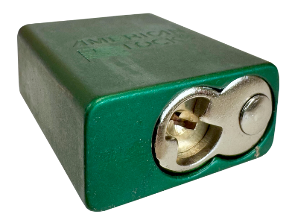 Alum Padlock. 1-1/2" Body, 1/4" Shackle Diameter, 1" Shackle Length. Green, Edmonton 5