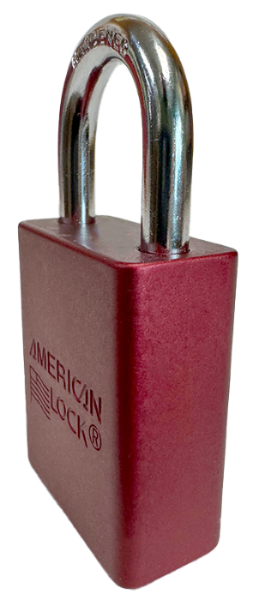 Alumi Padlock. 1-1/2" Body, 1/4" Shackle Diameter, 1" Shackle Length. Red, Edmonton 3