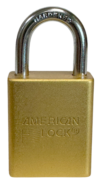 Alum Padlock. 1-1/2" Body, 1/4" Shackle Diameter, 1" Shackle Length. Yellow, Edmonton 1
