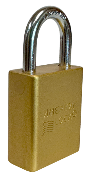 Alum Padlock. 1-1/2" Body, 1/4" Shackle Diameter, 1" Shackle Length. Yellow, Edmonton 2