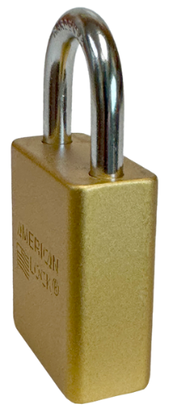 Alum Padlock. 1-1/2" Body, 1/4" Shackle Diameter, 1" Shackle Length. Yellow, Edmonton 3