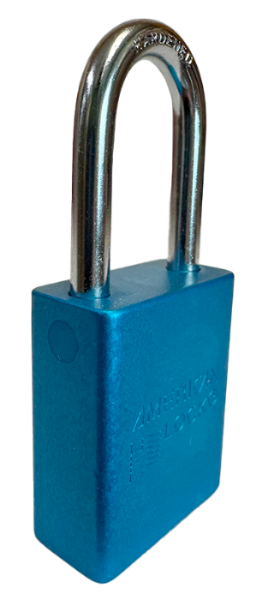 Alum Padlock. 1-1/2" Body, 1/4" Shackle Diameter, 1-1/2" Shackle Length. Blue, Edmonton 2
