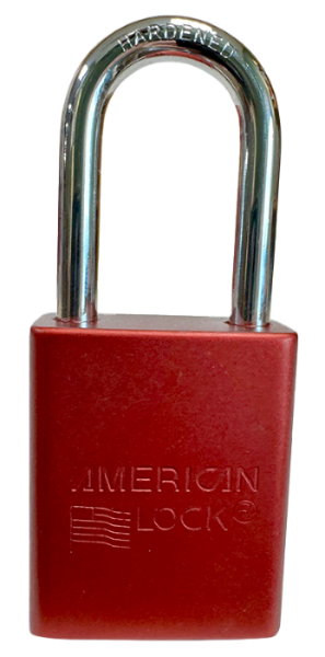 Alum Padlock.1-1/2" Body, 1/4" Shackle Diameter, 1-1/2" Shackle Length. Red, Edmonton 1