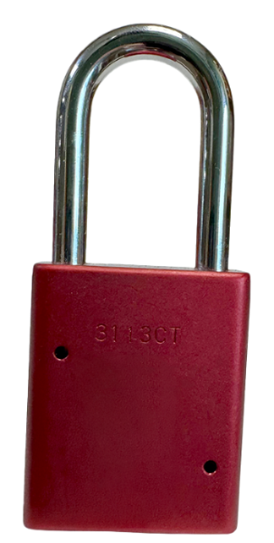 Alum Padlock.1-1/2" Body, 1/4" Shackle Diameter, 1-1/2" Shackle Length. Red, Edmonton 4
