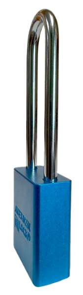 Alum Padlock. 1-1/2" Body, 1/4" Shackle Diameter, 3" Shackle Length. Blue, Edmonton 3