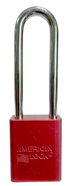 Alum Padlock. 1-1/2" Body, 1/4" Shackle Diameter, 3" Shackle Length. Red, Edmonton 1