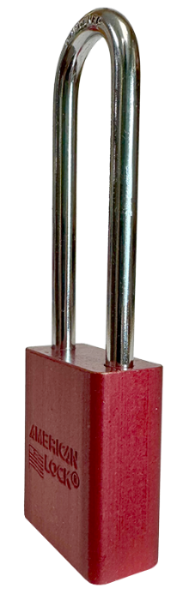 Alum Padlock. 1-1/2" Body, 1/4" Shackle Diameter, 3" Shackle Length. Red, Edmonton 3