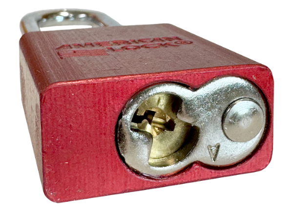 Alum Padlock. 1-1/2" Body, 1/4" Shackle Diameter, 3" Shackle Length. Red, Edmonton 5