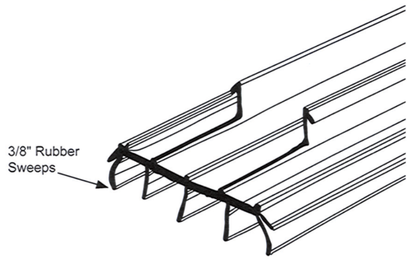 Door Sweep, 1-3/4"W x 3/8"H Rubber Sweeps, 36", Edmonton Sizing Chart