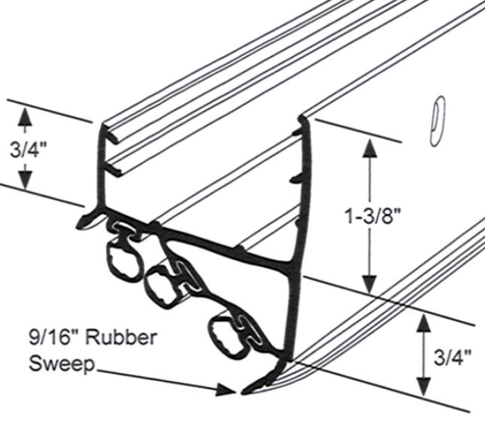 Door Shoe Rubber Sweep, 36"L, Edmonton Sizing Chart