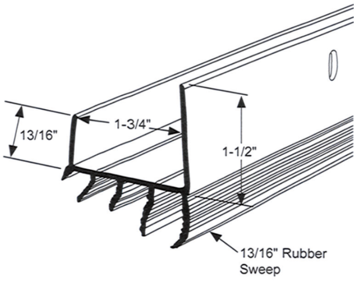Door Shoe Rubber Sweeps, 35-3/4"L, White Sizing Chart Edmonton