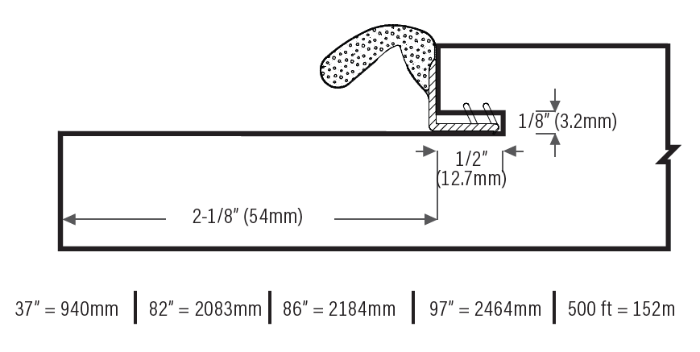 Residential White Single Door Kerf Weatherstrip Sizing Chart 2