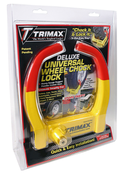 Deluxe Universal Wheel Chock Lock closed 6” Open 11.25” Reach 10.5” Edmonton 2