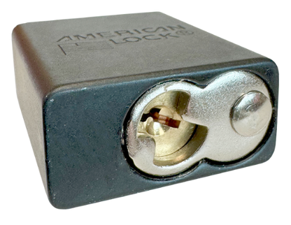 Alum Padlock. 1-1/2" Body, 1/4" Shackle Diameter, 1" Shackle Length, Black, Edmonton 5