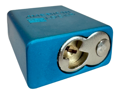 Alum Padlock. 1-1/2" Body, 1/4" Shackle Diameter, 1" Shackle Length, Blue, Edmonton 5
