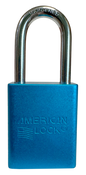 Alum Padlock. 1-1/2" Body, 1/4" Shackle Diameter, 1-1/2" Shackle Length. Blue, Edmonton 1