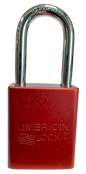 Alum Padlock.1-1/2" Body, 1/4" Shackle Diameter, 1-1/2" Shackle Length. Red, Edmonton 1