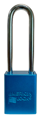 Alum Padlock. 1-1/2" Body, 1/4" Shackle Diameter, 3" Shackle Length. Blue, Edmonton 1