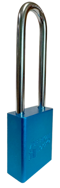 Alum Padlock. 1-1/2" Body, 1/4" Shackle Diameter, 3" Shackle Length. Blue, Edmonton 2