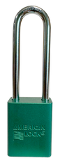Alum Padlock. 1-1/2" Body, 1/4" Shackle Diameter, 3" Shackle Length. Green, Edmonton 1