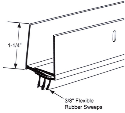 Adjustable Door Shoe 3/4"  to 1-1/2" thick doors, 36" Edmonton Sizing Chart