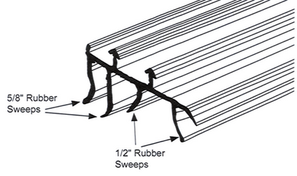 Rubber Door Sweep, 1-3/4"Hx5/8"W & 1/2"Hx35-3/4"L, Edmonton Sizing Chart