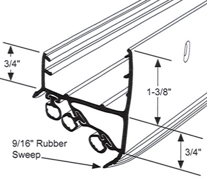 Door Shoe Rubber Sweep, 36"L, Edmonton Sizing Chart
