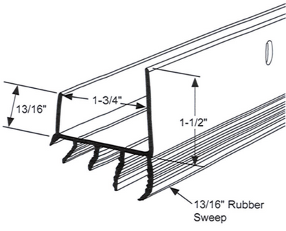 Door Shoe Rubber Sweeps, 35-3/4"L, White Sizing Chart Edmonton