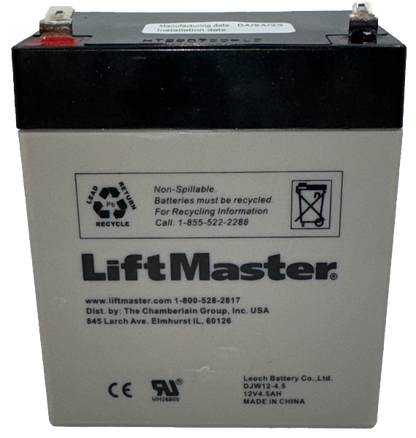 Residential Garage Door LiftMaster Backup Battery 12 Volt 4.5Amp For Integrated Battery Backup Units 1