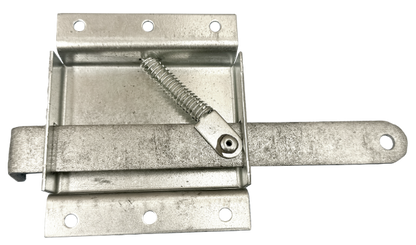 Commercial garage door long-throw slide lock secures door, mounts to interior latches through track 2