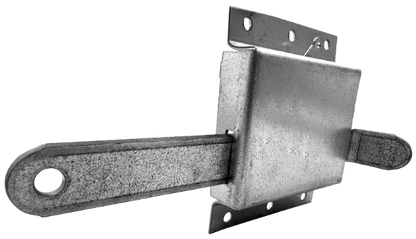 Commercial garage door long-throw slide lock secures door, mounts to interior latches through track 3