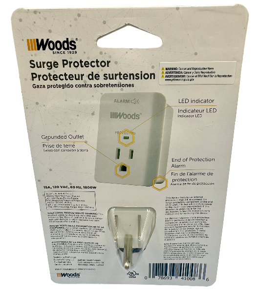 Woods surge protector creates a buffer between power & equipment blocks electrical surges 2