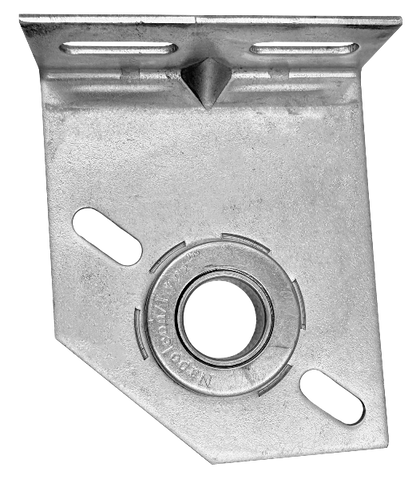 Residential fixed spring plate 3-3/8" offset with 1" bearing holds spring shaft on common residential doors