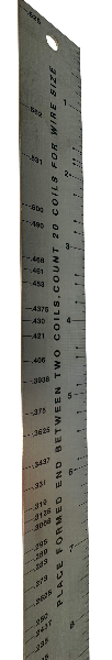 Spring Gauge Ruler. Used to determine wire size when replacing broken springs - front