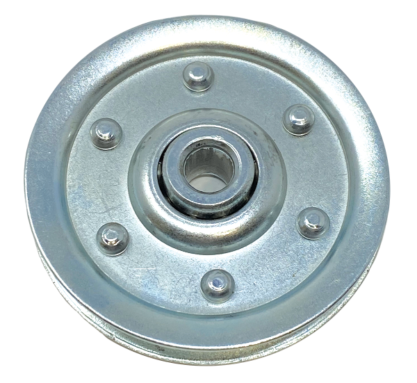 3" Zinc plated steel pulley for extension spring assembly. Used on older style large flat doors.